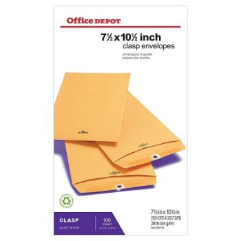 Image for Office Depot® Brown Clasp Envelope 7-1/2" X 10-1/2" Box Of 100 from HD Supply