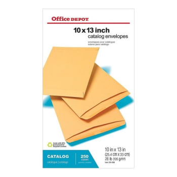 Office Depot® Brown Large Format Open End Catalog Envelope 10" X 13" Box Of 250