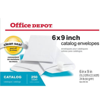 Image for Office Depot® White Clean Seal Catalog Envelope 6" x 9" Box Of 250 from HD Supply