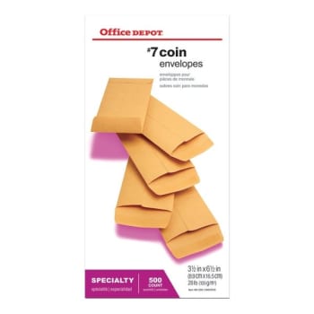 Office Depot® #7 Coin Brown Kraft Envelope 3-1/2" X 6-1/2" Box Of 500