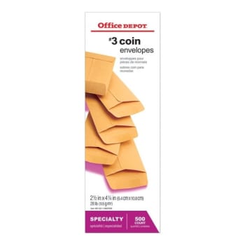 Image for Office Depot® #3 Coin Brown Kraft Envelope 2-1/2" x 4-1/4" Box Of 500 from HD Supply