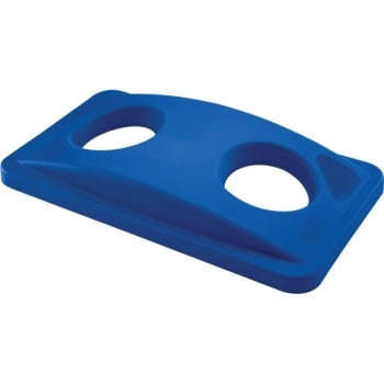 Image for Rubbermaid Slim Jim Recycling Trash Can Lid w/ 2 Holes (Blue) (4-Pack) from HD Supply