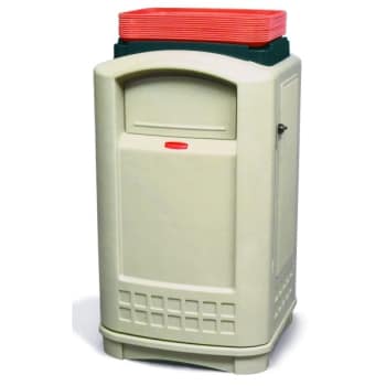 Rubbermaid Plaza 50 Gallon Square Container w/ Tray Top and Side Opening Door (Beige)