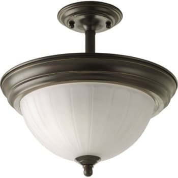 Image for Progress Lighting Melon Antique Bronze Two-Light Etched Semi-Flush Mount Fixture from HD Supply