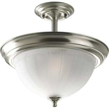 Image for Progress Lighting LED Melon Brushed Nickel Two-Light Etched Flush Mount Fixture from HD Supply