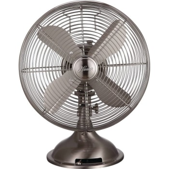 Image for Hunter Retro Brushed Nickel 3-speed Table Fan 12" from HD Supply