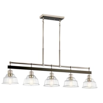 Image for Kichler® Eastmont™ 5 Light Linear Chandelier, Clear Glass Nickel And Walnut Wood from HD Supply