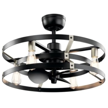 Kichler® Cavelli 25 in. Ceiling Fan w/ LED Light (Satin Black/Nickel)