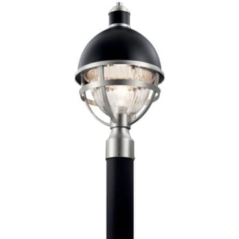 Kichler® Tollis Outdoor Light Juxtaposes High-Gloss Dome-Shaped Blk Post Lantern