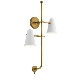 Image for Kichler® Sylvia™ 2 Light Wall Sconce In White And Natural Brass from HD Supply