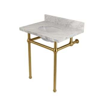 Image for Kingston Brass Templeton Carrara Marble Bathroom Sink, Satin Brass, 30Wx38Hx22" from HD Supply