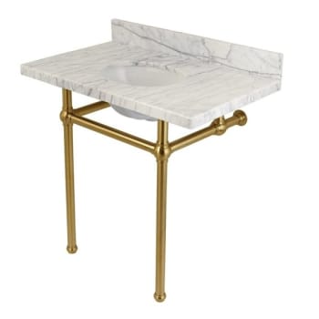 Image for Kingston Brass Templeton Carrara Marble Bathroom Sink, Satin Brass, 36Wx38Hx22" from HD Supply