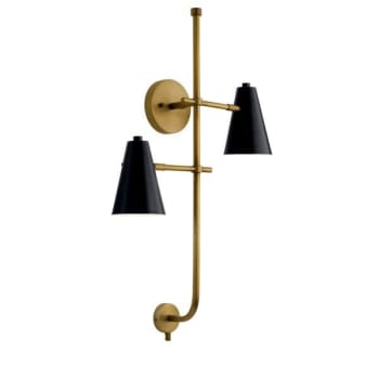 Image for Kichler® Sylvia™ 2-Light Wall Sconce (Natural Brass/Black) from HD Supply
