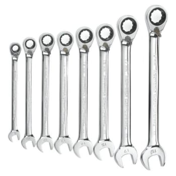 Gearwrench 8 Piece 12 Point Reversible Ratcheting Combination Wrench Set, Metric