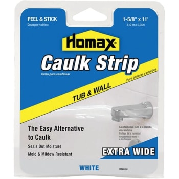 Homax 34040 1-5/8" x 11' White Tub And Wall Fixture Caulk, Package Of 6