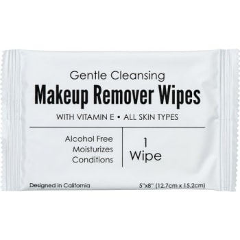 World Amenities Makeup Remover Wipes,Sachet, Alcohol Free-Vitamin E, Case Of 500