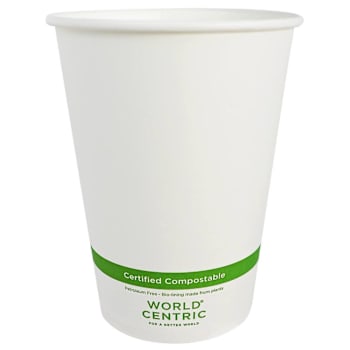 World Centric Paper Bowls, 32 Oz, 4.4" Diameter X 5.8"H, White, Case Of 500