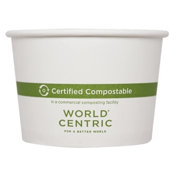 World Centric Paper Bowls, 16 Oz, 4.4" Diameter X 3"H, White, Case Of 500