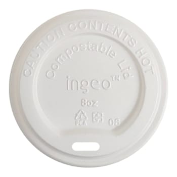World Centric Hot Cup Lid, Fits 8 Oz Cups, White, Case Of 1000