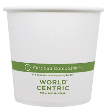 World Centric Paper Bowls, 24 Oz, 4.4" Diameter X 4.4"H, White, Case Of 500