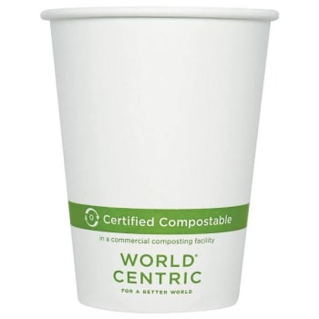 World Centric Paper Hot Cups, 12 oz, White, Case Of 1000