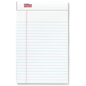 Office Depot Perforated Writing Pads, 5in x 8in, Narrow, White, Package Of 12