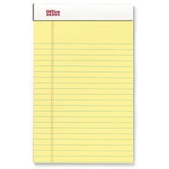 Image for Office Depot Perforated Writing Pads, 5in X 8in, Narrow, Canary, Package Of 12 from HD Supply