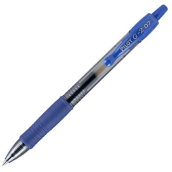 Pilot G-2 Retractable Gel Pens, Fine Point, 0.7 mm, Blue Ink, Package Of 12