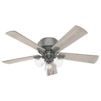 Hunter Fan Crestfield 52 Inch Low Profile With 3 LED Lights matte silver Finish