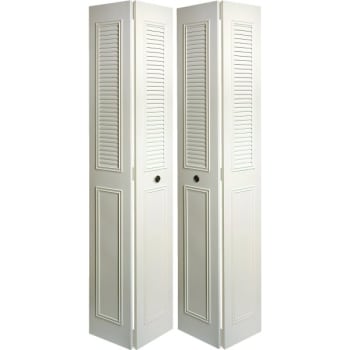 Dunbarton 48 x 80-1/2 in. Half Louver Classic Bi-Fold Door (Ivory)