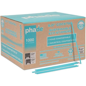 Image for [in]place Wincup Phade 5 Inch Stirrer Straw Teal, Paper Unwrapped, Case Of 1000 from HD Supply