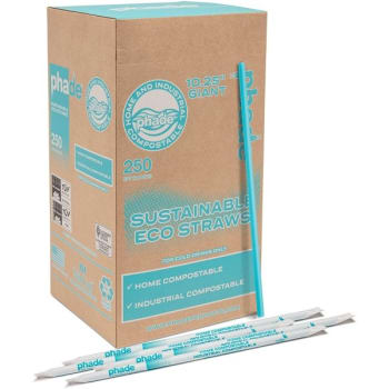 [in]place Wincup Phade 10.25inch Giant Straw Teal,paper Wrapped, Case Of 250