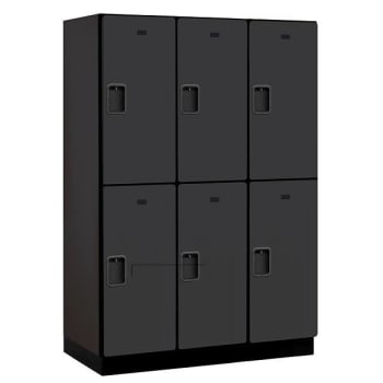 Salsbury Industries 18" Wide Double Tier Wood Locker, 3 Wide, 21" Deep, Black