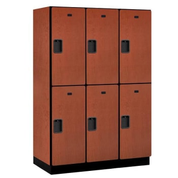Image for Salsbury Industries 18" Wide Double Tier Wood Locker, 3 Wide, 21" Deep, Cherry from HD Supply