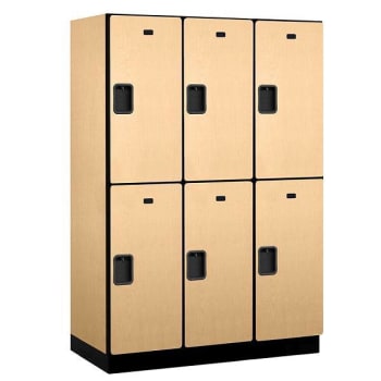 Image for Salsbury Industries 18" Wide Double Tier Wood Locker, 3 Wide, 21" Deep, Maple from HD Supply