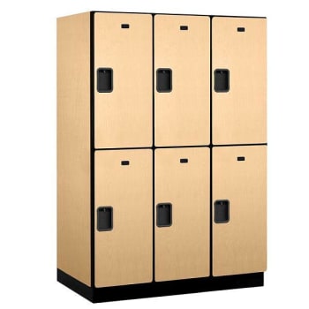 Salsbury Industries 18" Wide Double Tier Wood Locker, 3 Wide, 24" Deep, Maple