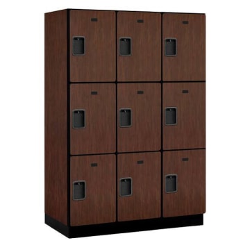 Image for Salsbury Industries 18" Wide Triple Tier Wood Locker, 3 Wide, 21" Deep, Mahogany from HD Supply