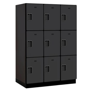 Salsbury Industries 18" Wide Triple Tier Wood Locker, 3 Wide, 24" Deep, Black