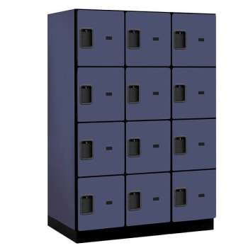 Salsbury Industries 18" Wide Four Tier Wood Locker, 3 Wide, 24" Deep, Blue