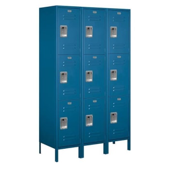 Salsbury Industries 18" Wide Triple Tier Metal Locker, 18" Deep, Blue