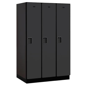 Salsbury Industries 15" Wide Single Tier, 3 Wide Wood Lockers, 24" Deep, Black
