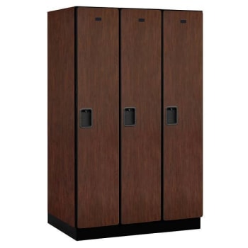 Image for Salsbury Industries 15" Wide Single Tier, 3 Wide Wood Lockers, 24" Deep-Mahogany from HD Supply
