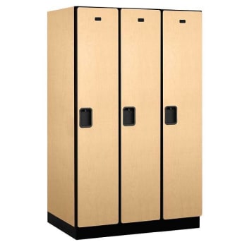 Image for Salsbury Industries 15" Wide Single Tier, 3 Wide Wood Lockers, 24" Deep, Maple from HD Supply