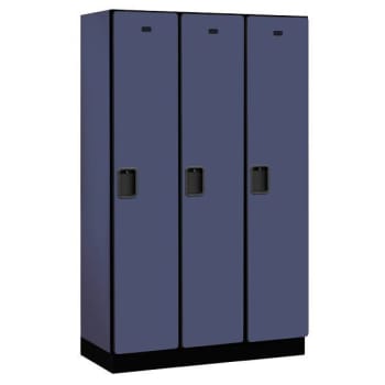 Salsbury Industries 15" Wide Single Tier, 3 Wide Wood Lockers, 18" Deep, Black