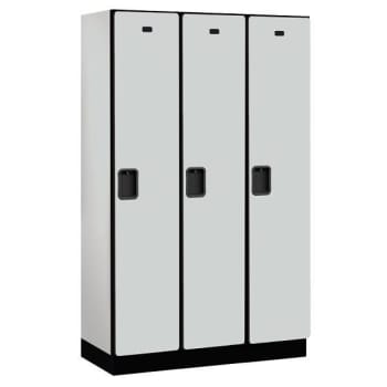 Salsbury Industries 15" Wide Single Tier, 3 Wide Wood Lockers, 18" Deep, Cherry