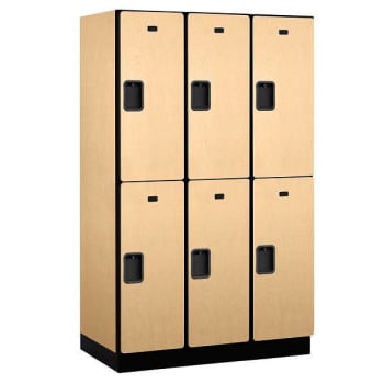 Salsbury Industries 15" Wide Double Tier Wood Locker, 21" Deep, Maple