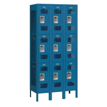 Image for Salsbury Industries Triple Tier Vented Metal Lockers, Blue, Unassembled from HD Supply