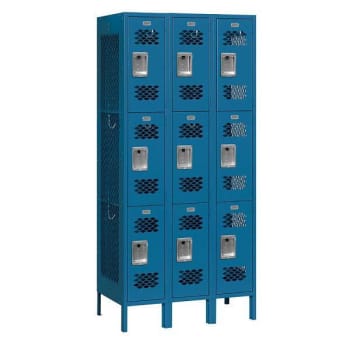 Image for Salsbury Industries 36 Inch Wide 3 Tier Vented Metal Lockers, Blue, Unassembled from HD Supply