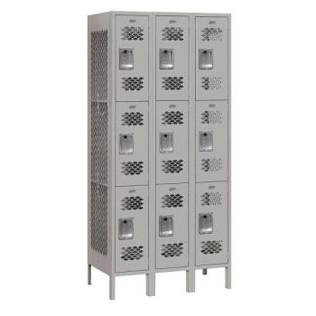 Image for Salsbury Industries 36 Inch Wide 3 Tier Vented Metal Lockers, Gray, Unassembled from HD Supply