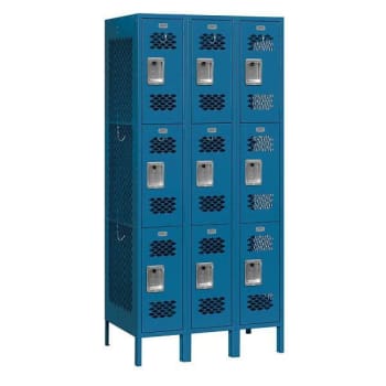 Image for Salsbury Industries 12 Inch Wide Triple Tier Blue Metal Lockers,unassembled from HD Supply